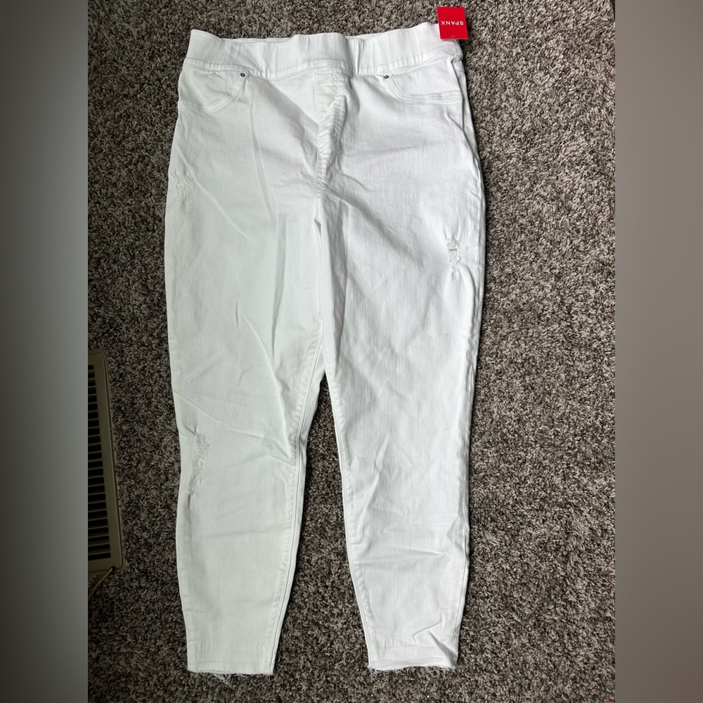 NWT Spanx distressed high rise skinny jeans pull on size 2XL
